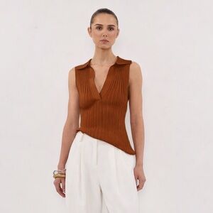 Hal Plaster Sleeveless Knit Top in Brown